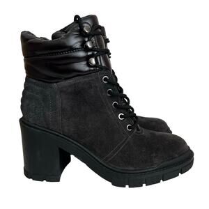 Marc Fisher LTD Leather Velima Lace Up Lug Sole Ankle Boots Size 8.5